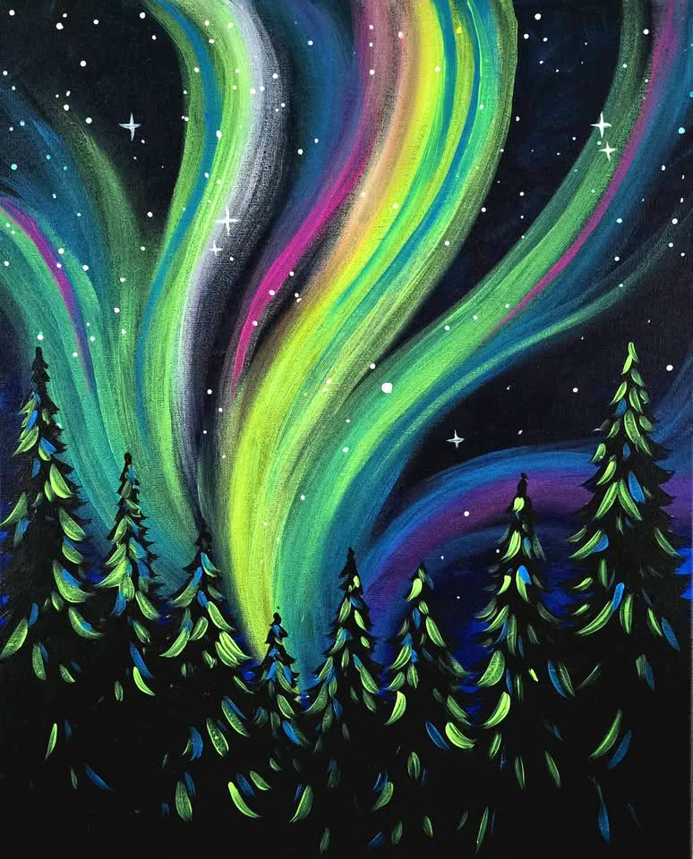 Paint + Sip: “Evergreen Aurora”