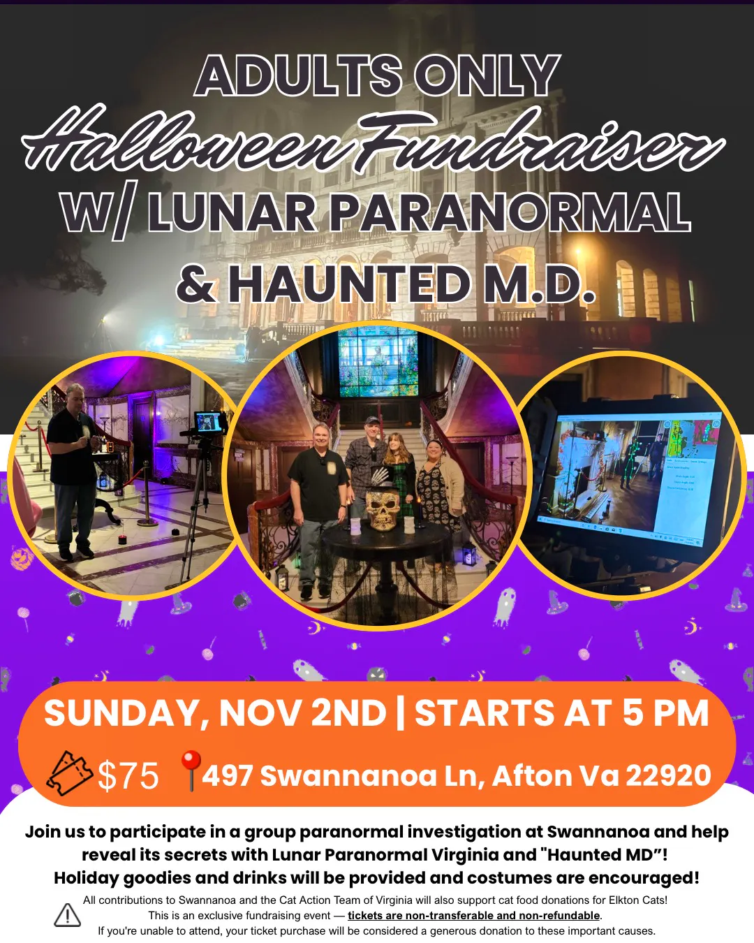 ADULTS ONLY Paranormal Investigation Halloween Fundraiser W/LUNAR PARANORMAL & HAUNTED M.D.